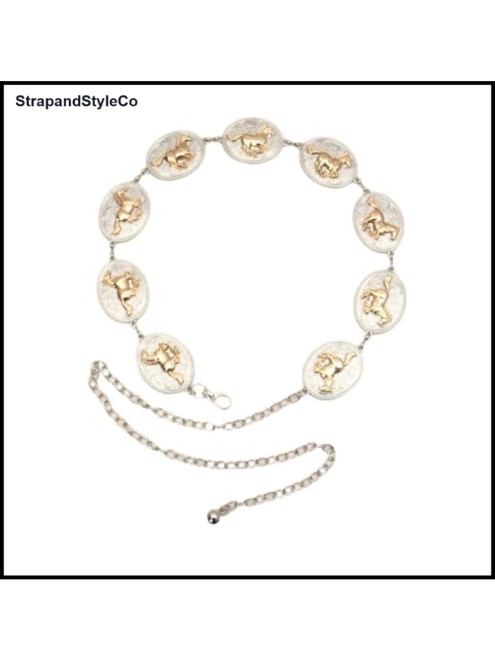 Western Waist Chain Belt Horse Cowgirl Metal Alloy